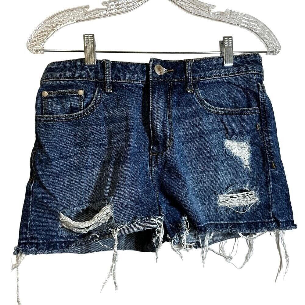 Buckle Gilded Intent Denim Shorts Size 27 Distressed High Rise Frayed Y2K Jorts